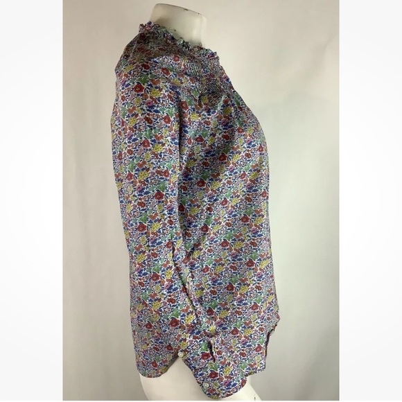 J Crew Liberty Fabric Sz 0 Mock Neck Top In Ditsy Floral Print Multicolor - Picture 3 of 5